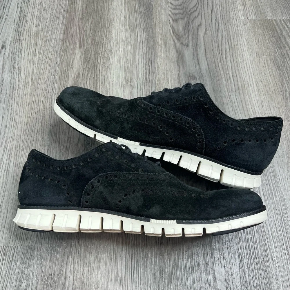 Cole‎ Haan Zerogrand Black Suede Leather Wingtip Oxford Men’s Size 11.5 C23740